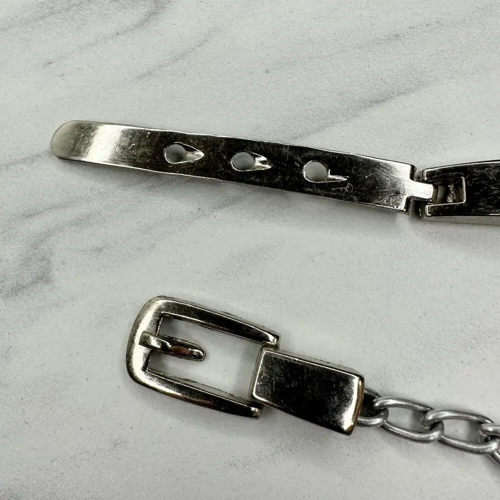 Silver Tone Metal Chain Link Belt Small Minimalist ✨
